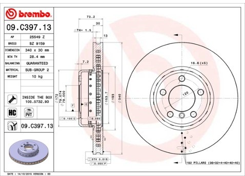 BREMBO Tarcza hamulcowa 09.C397.13