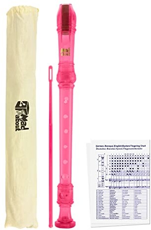 Mad About Mad About REC01 Rejestrator opisu, sopran szkolny z torbą, prętem do czyszczenia i wykresem palców, różowy MA-REC01