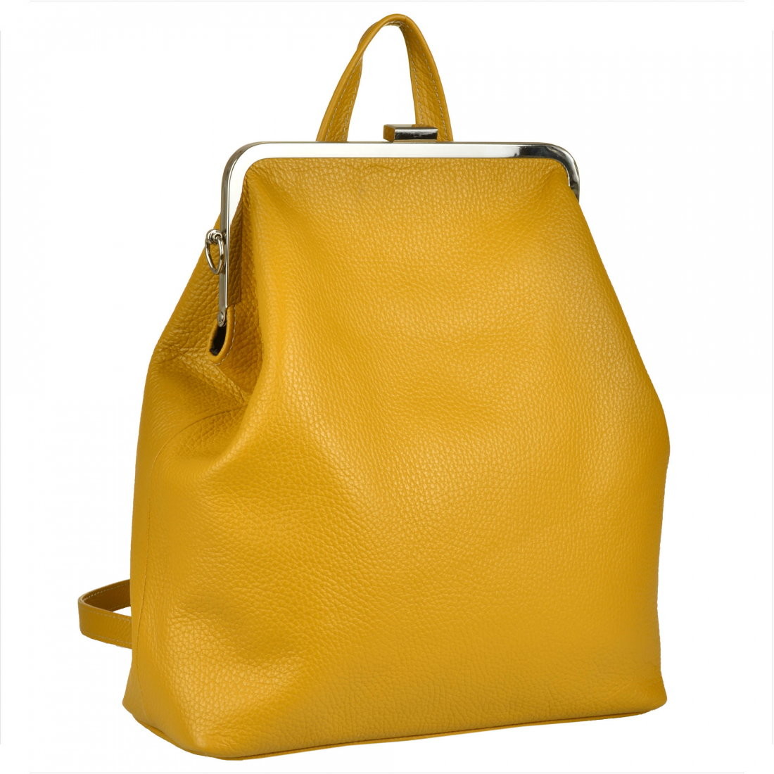 Genuine Leather Torebko plecak skórzany zółty musztardowy -