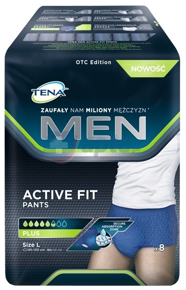 SCA Tena SCA Hygiene Products Majtki chłonne Men Active Fit Pants Plus rozmiar L x8 sztuk