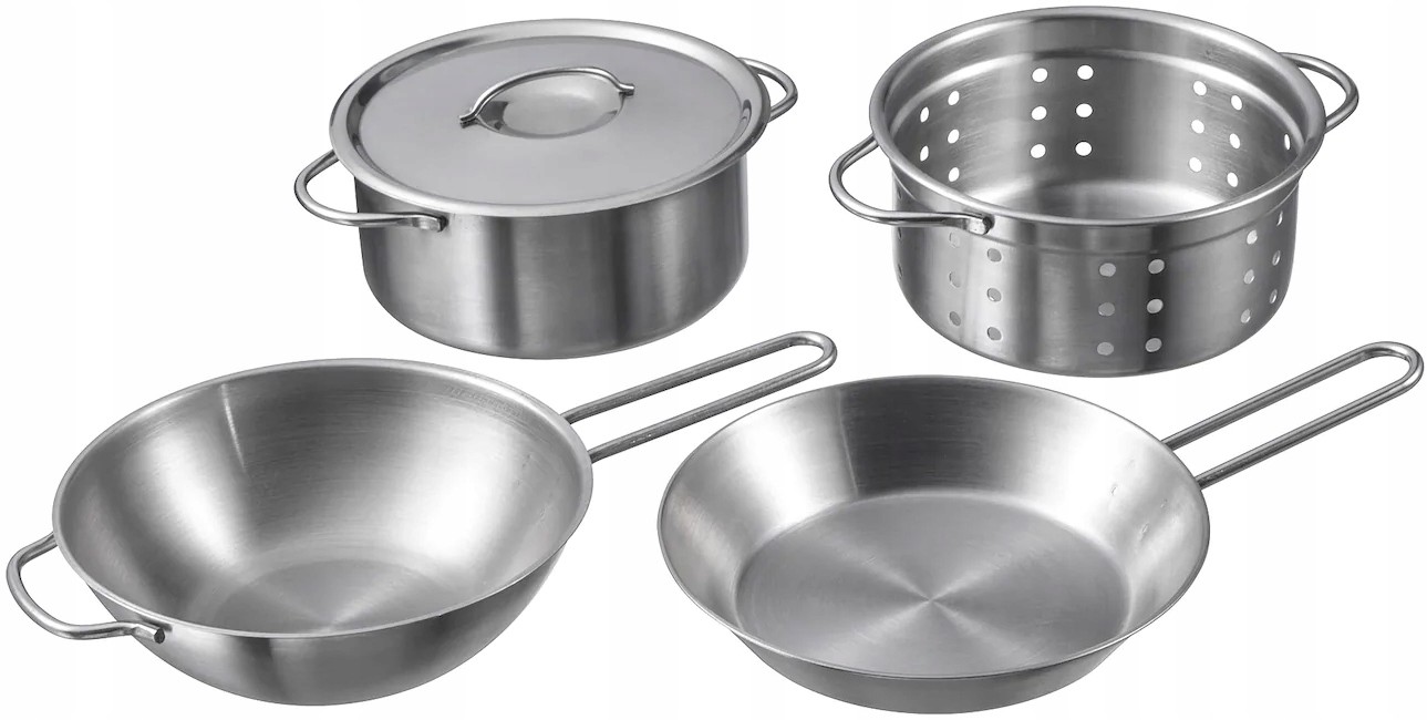 Ikea Duktig Zestaw garnków 5 szt stalowe garnki