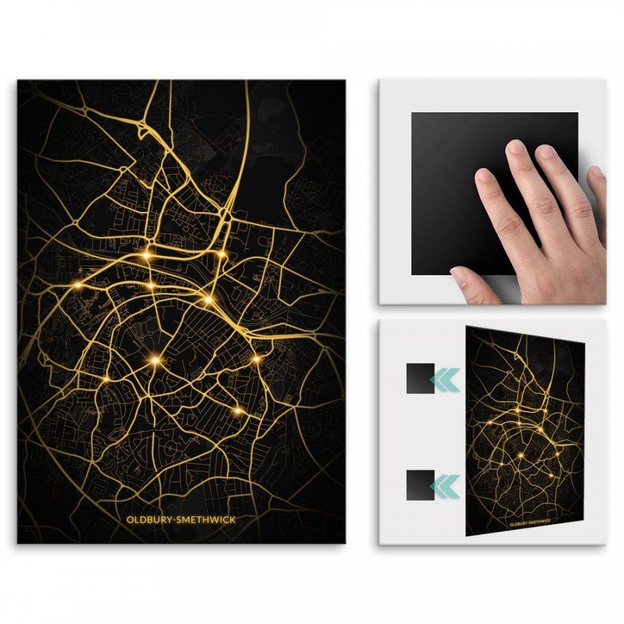 Pix4home Plakat metalowy Mapa City Lights Oldbury-Smethwick M POS-M-04112
