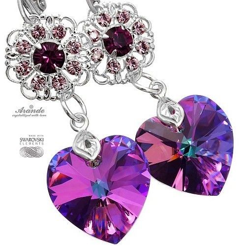 Swarovski piękne kolczyki VITRAIL HEART SREBRO