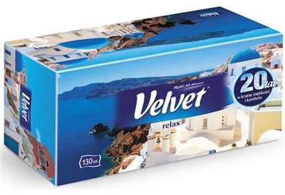 Velvet Chusteczki kosmetyczne celulozowe Relax, 2-warstwowe, 130 listków, biały VLK-3100005