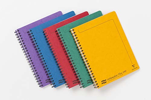 Clairefontaine Europa drut wiązany na bocznym notemaker, A4 Plus, podszewka, 240 stron - różne kolory (opakowanie 5) 482/1124Z