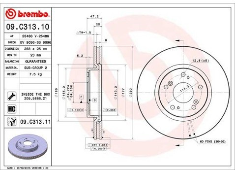 BREMBO Tarcza hamulcowa 09.C313.11