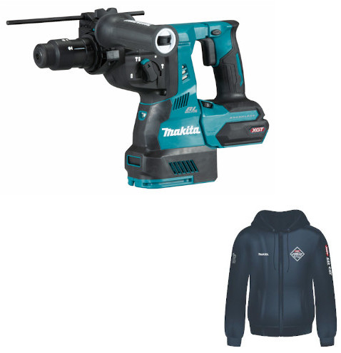 Makita akumulatorowa młotowiertarka SDS+, 40V max Li-Ion, seria XGT [HR004GZ01] + bluza na zamek z kapturem i logo XGT [R-0368] HR004GZ01