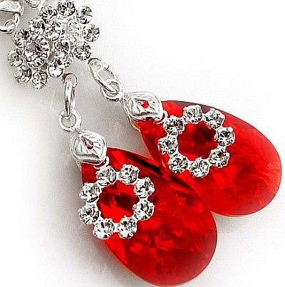 Swarovski Nowe! Unikatowe Kolczyki Siam Orchidea