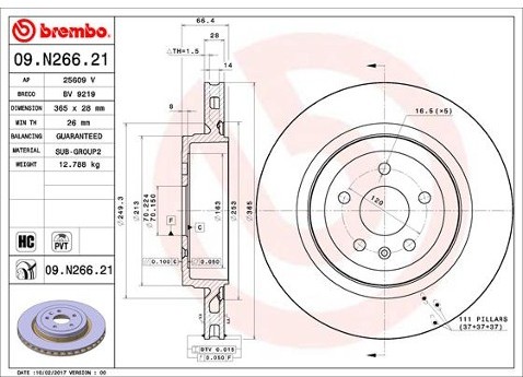 BREMBO Tarcza hamulcowa 09.N266.21