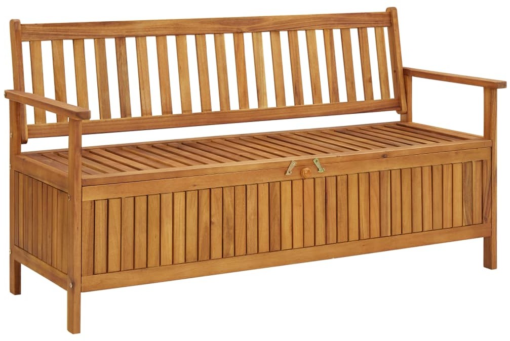 vidaXL Ławka ogrodowa ze schowkiem, 148 cm, lite drewno akacjowe