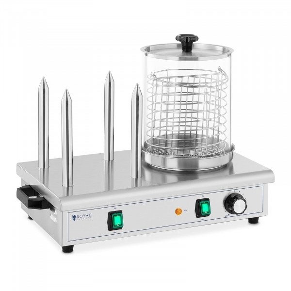 Royal Catering Podgrzewacz do hot dogów 650 W 4 szpikulce grzewcze RCPHW 650