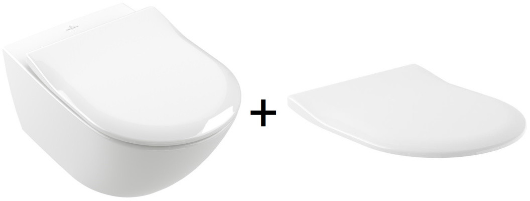 Villeroy & Boch Subway 3.0 Zestaw Toaleta WC 56x37 bez kołnierza + deska wolnoopadająca cienka biała 4670T001+9M78S101