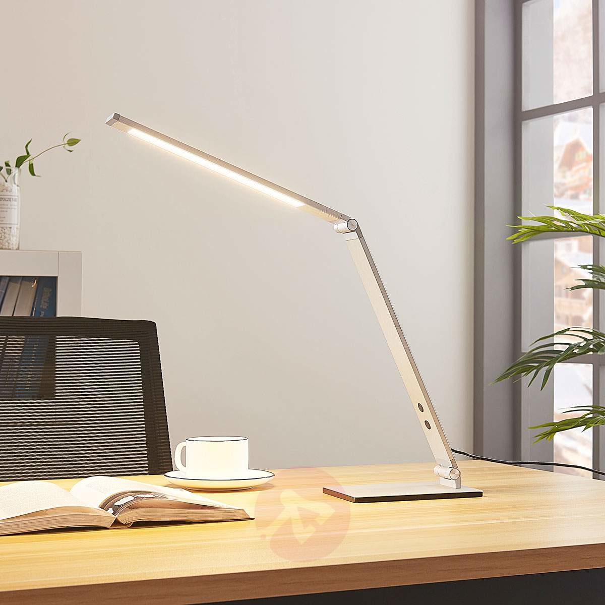 Lampenwelt com Lampa biurkowa LED Nicano, aluminium, ściemniacz