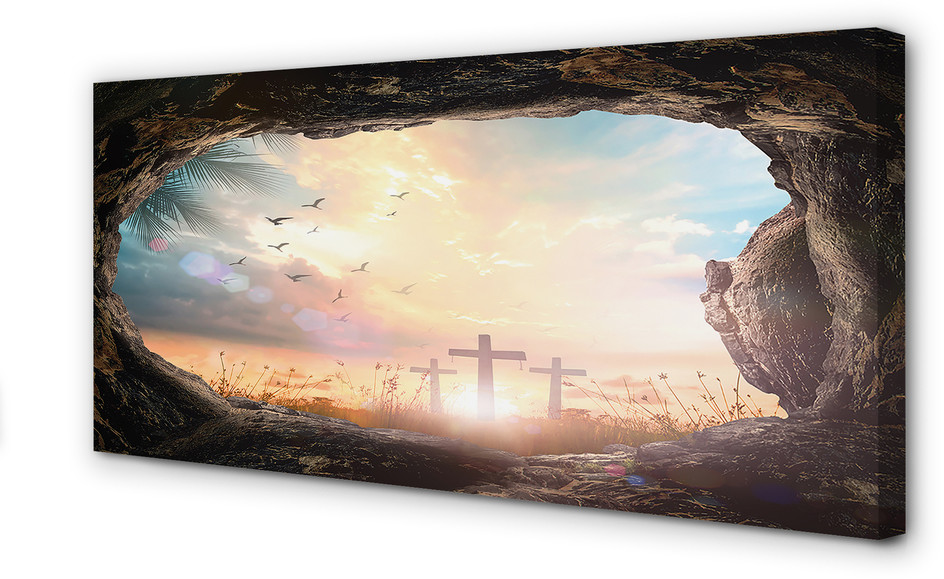 PL Tulup Obrazy na płótnie Jaskinia krzyże ptaki 100x50cm