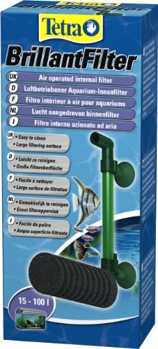 Tetra TETRA brylant (filtr luftbetriebener wewnętrzne do akwariów z wkładem z materiału piankowego, do akwariów od 15 do 100 litrów, nadających się do krewetki i raki)
