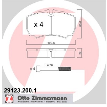 ZIMMERMANN Zestaw klocków hamulcowych, hamulce tarczowe 29123.200.1