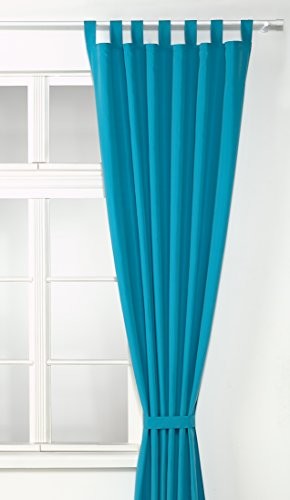 Gardinenbox zasłony z pętlami i taśmą ściągającą, makosatyna , turkusowy, 245x140 cm 20400