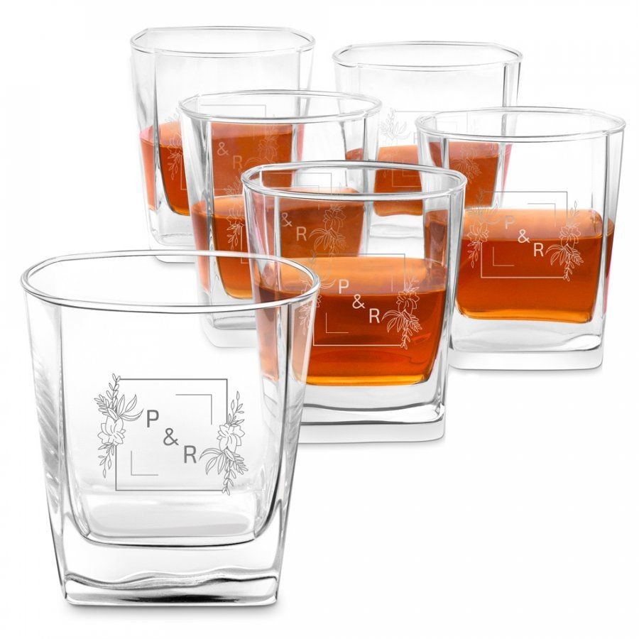 Murrano Szklanki grawerowane do whisky x6 komplet dla pary ślub rocznica 6xSZC-012