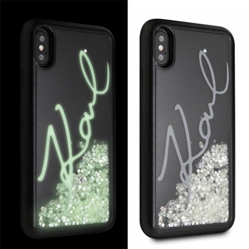 Karl Lagerfeld Signature Glitter Case- Etui iPhone XS / X (Glow in the Dark/Fluo)