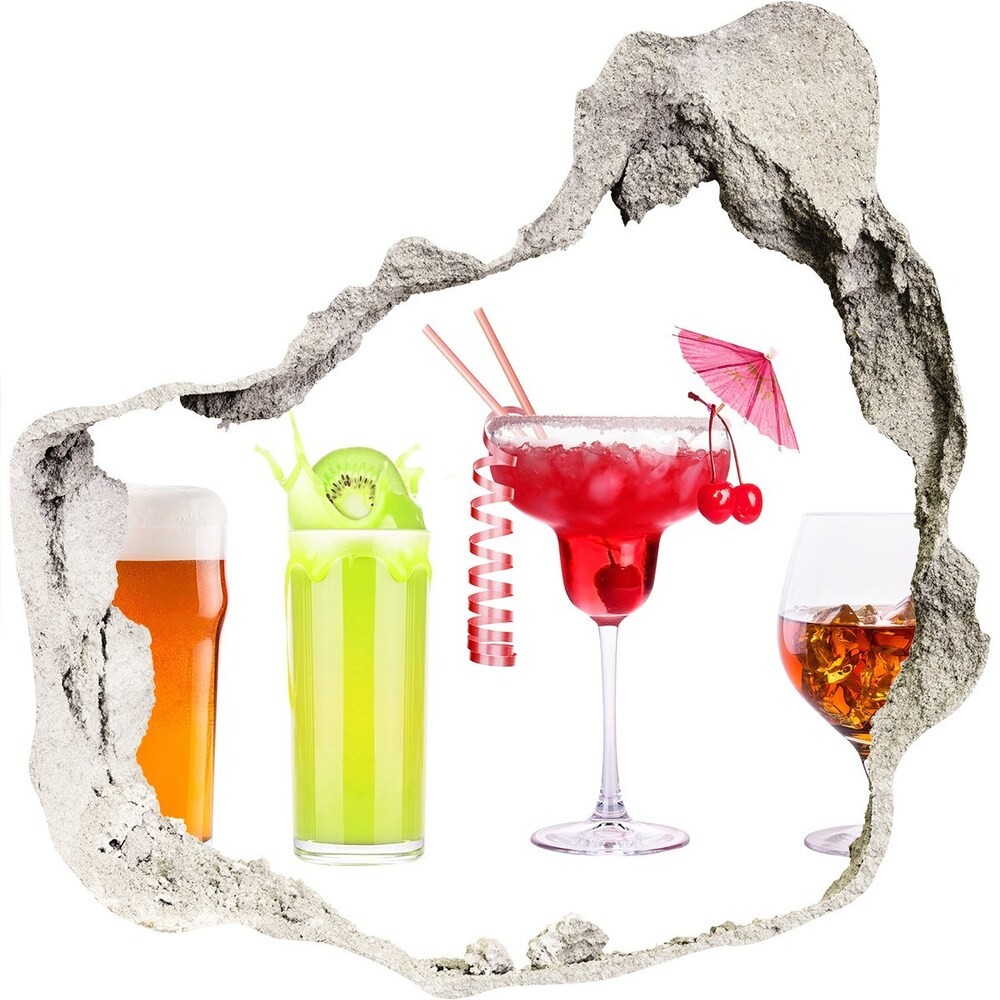 Wallmuralia.pl Naklejka 3D dziura na ścianę Zestaw drinków