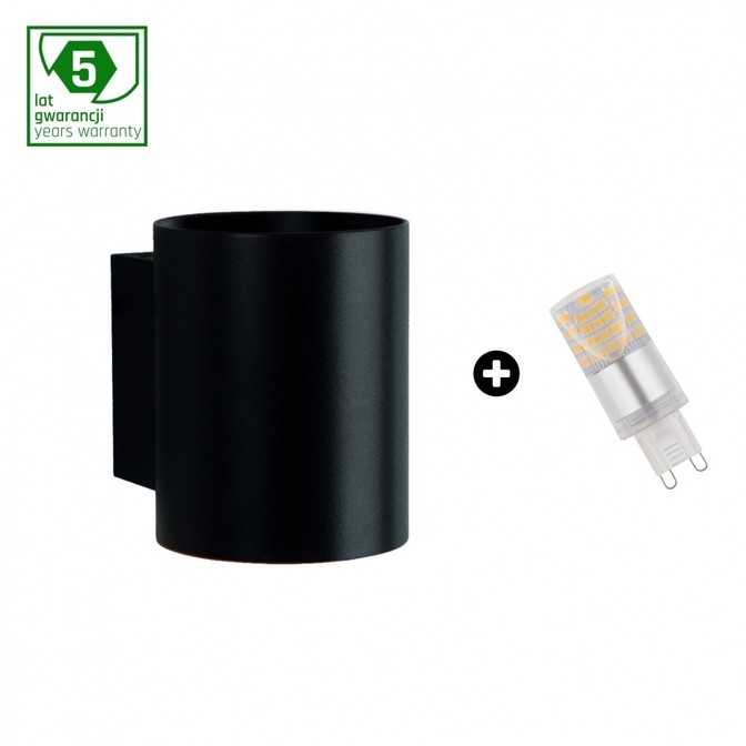 SpectrumLED Pakiet 5 Lat Gwarancji Oprawa Squalla G9 Tuba Czarna + Led G9 4w Cw Slip006012 + Woj+14435 ) SLIP006012_WOJ+14435