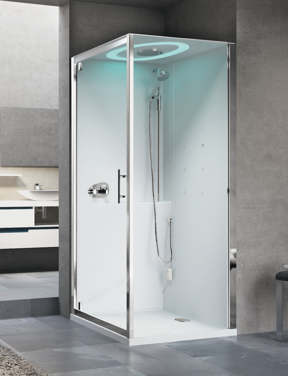 Novellini Eon GF90 90x90x214 białe chrom mat EONGF90TT-1UK