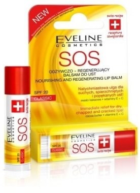Eveline Cosmetics Odżywczo-regenerujący balsam do ust Classic (SPF 20) - Cosmetics Argan Oil Sos Odżywczo-regenerujący balsam do ust Classic (SPF 20) - Cosmetics Argan Oil Sos
