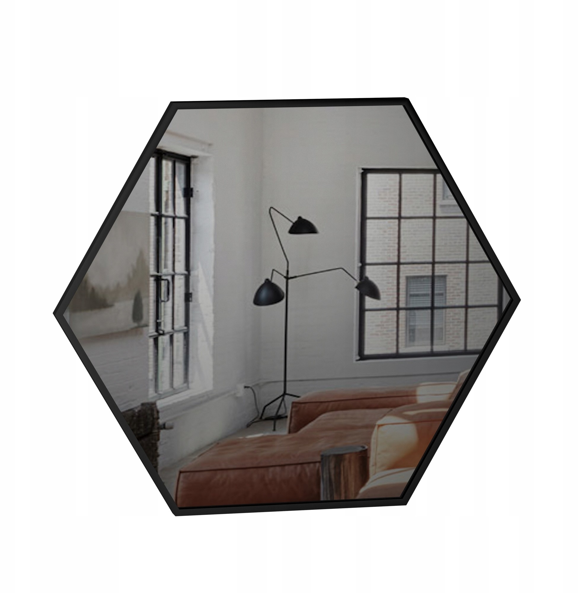 Lustro Hexagon styl skandynawski 90 cm