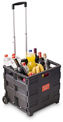 Relaxdays einkaufstrolley, składany, listy zakupów na kółkach do 35 kg, z regulacją wysokości, z rolkami, HBT uchwytu: ok. 100 x 42 x 37 cm, czarna 10013399