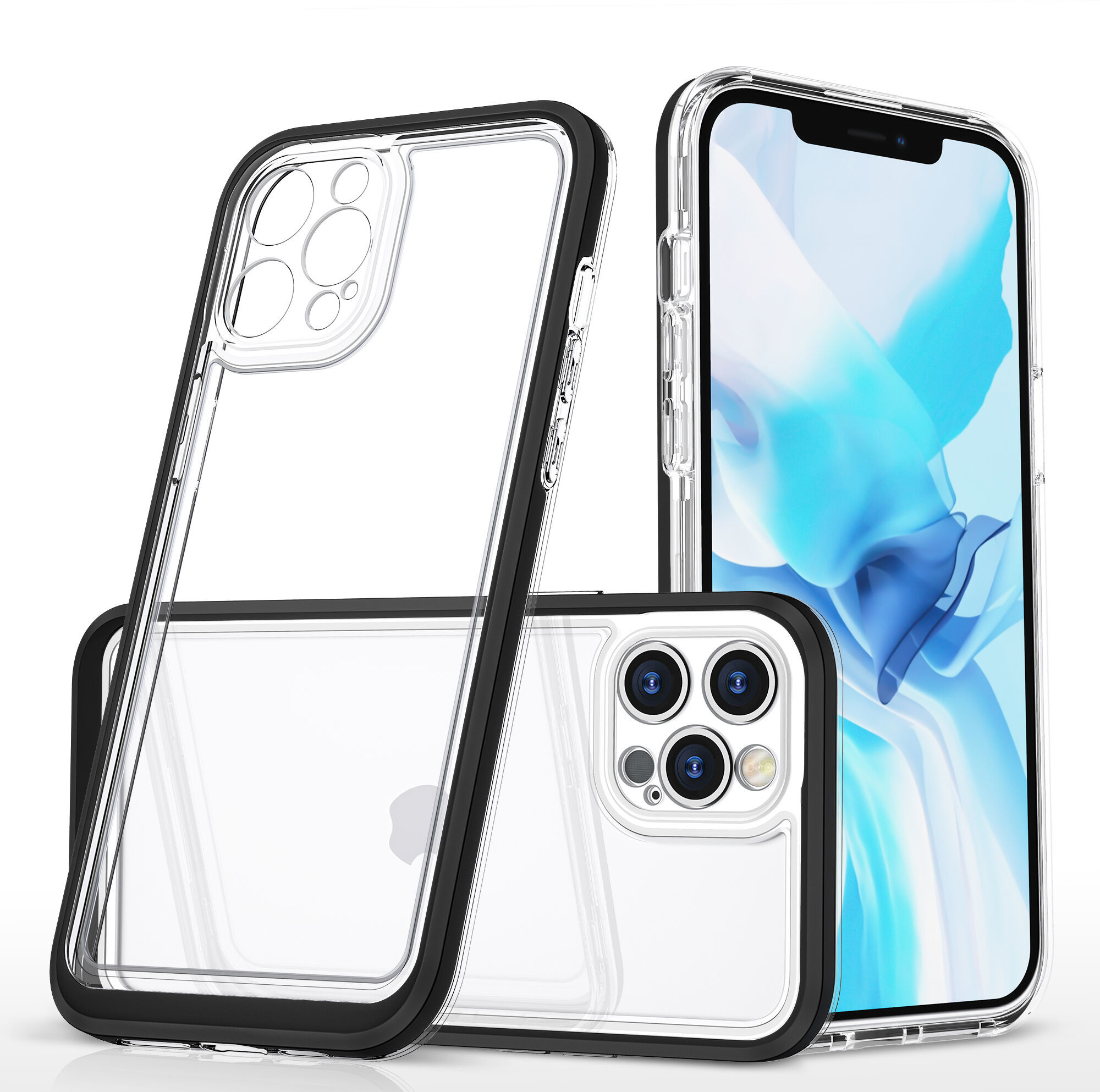 Hurtel Clear 3in1 etui do iPhone 12 Pro Max żelowy pokrowiec z ramką czarny
