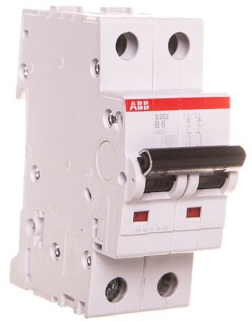 ABB Wyłącznik nadprądowy 2P B 6A 6kA AC S202-B6 2CDS252001R0065