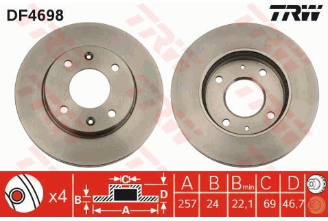 TRW Tarcza hamulcowa DF4698