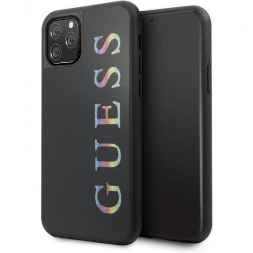 Guess Double Layer Glitter Case Logo Multicolor - Etui iPhone 11 Pro Max Black/Multicolor