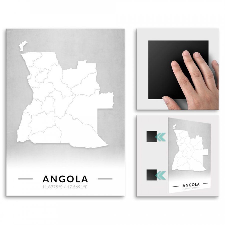 Pix4home Plakat metalowy Mapa B&W Angola L POS-L-03907
