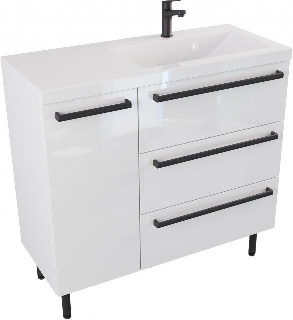 Furni Szafka Umywalkowa Stojąca w stylu Loft ATHOS 90 cm P - Uchwyt Czarny Mat ATH UM ST 90 P UC