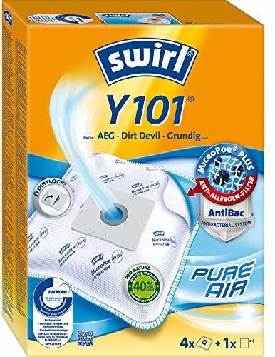 Swirl 3942432 Y101 Micropor Plus Worki Do Odkurzacza Aeg Dirt Devil Grundig, 4 Sztuki, Biały 4006508188123