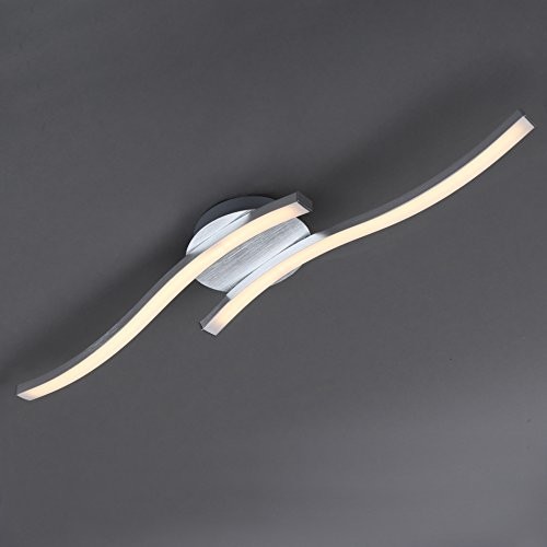 Briloner Leuchten 3258 029 lampa sufitowa LED, lampa w kształcie fali lampa sufitowa, 2-punktowa, 2 X 6 W, ciepłe białe światło, 55.4 cm, w kolorze aluminium, metal, 6 W, aluminium 3258-029