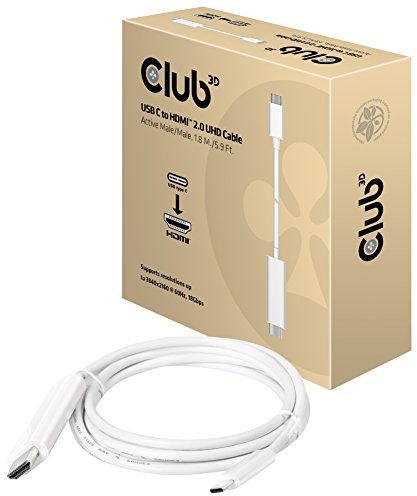 Club 3D CAC-1514 °C na USB 2.0 UHD kabli, aktywny HDMI 1,8 m czarna CAC-1514