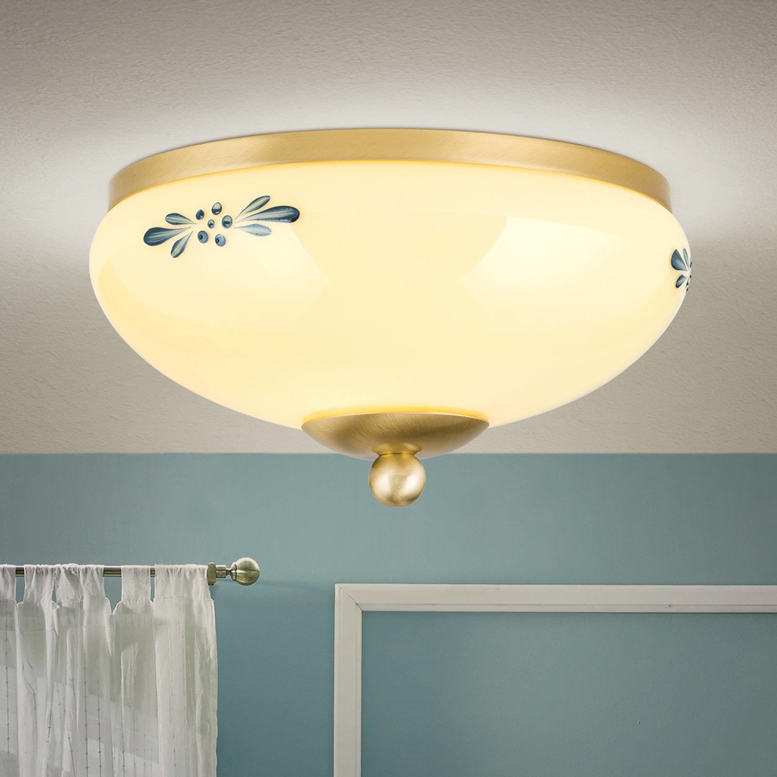 Orion Lampa sufitowa Landhaus mosiądz niebieska 21cm