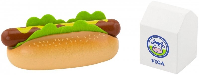 VIGA TOYS Drewniany Zestaw Hot Dog Mleko 51601