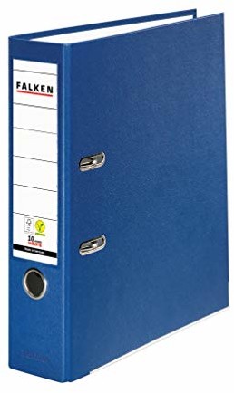 FALKEN Falken PP-Color segregator dźwigniowy A4 szeroki 8 cm niebieski. Wyprodukowano w Niemczech. Teczka wegańska Segregator Wegański Vegan Segregator szczelinowy Segregator z mechanizmem 09984063