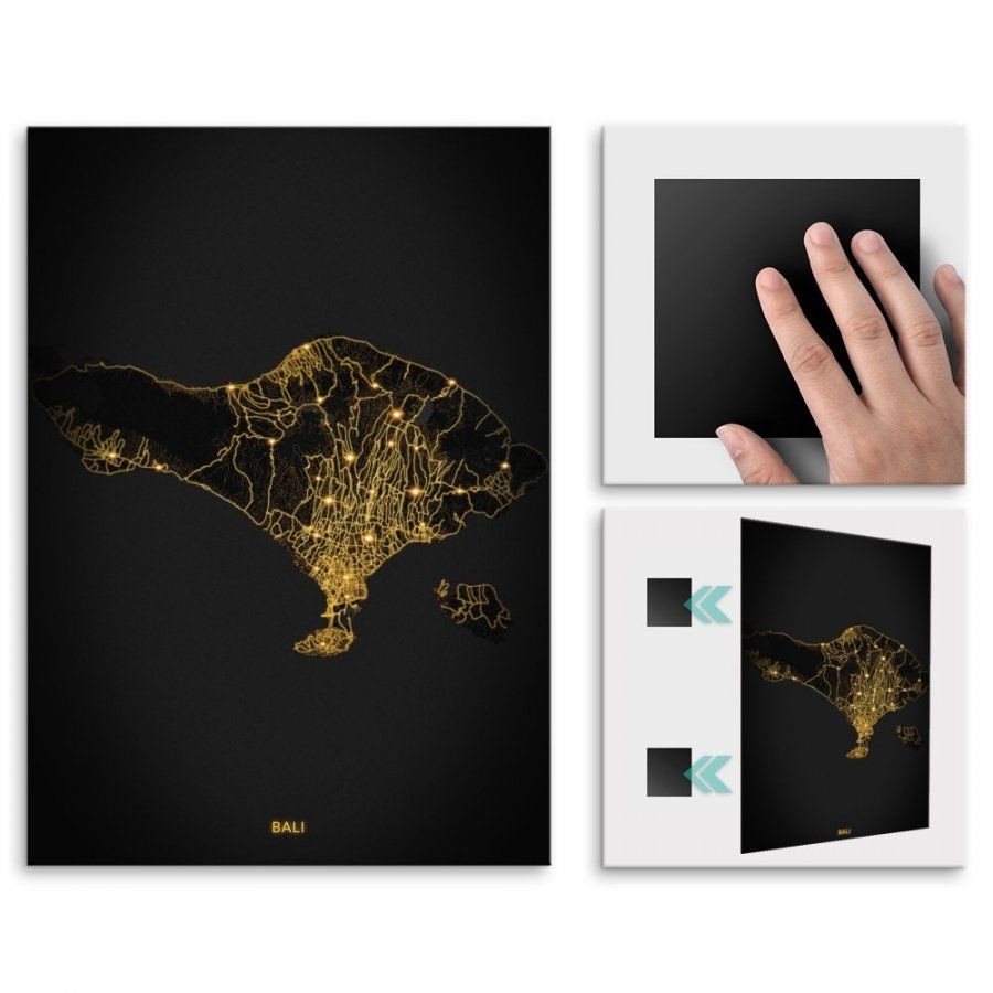 Pix4home Plakat metalowy Mapa City Lights Bali M POS-M-03727