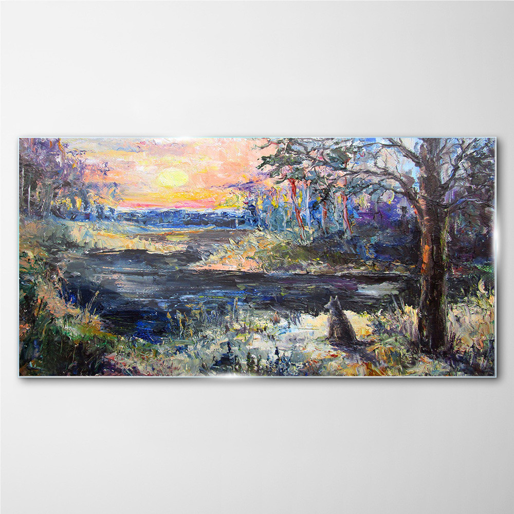 PL Coloray Obraz na Szkle las zwierzę zachód słońca 120x60cm