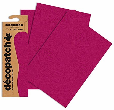 Clairefontaine Decopatch papier nr 653 (różowy, 395 x 298 mm) 3 sztuki w opakowaniu C653O