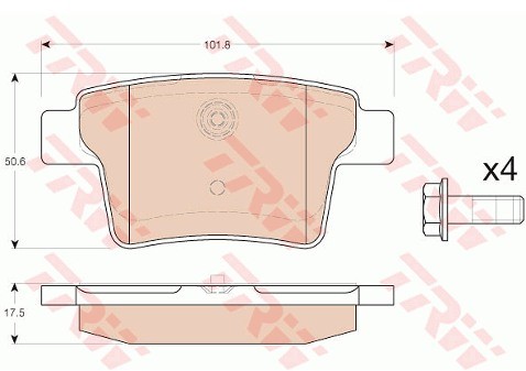 TRW Zestaw klocków hamulcowych, hamulce tarczowe GDB1988