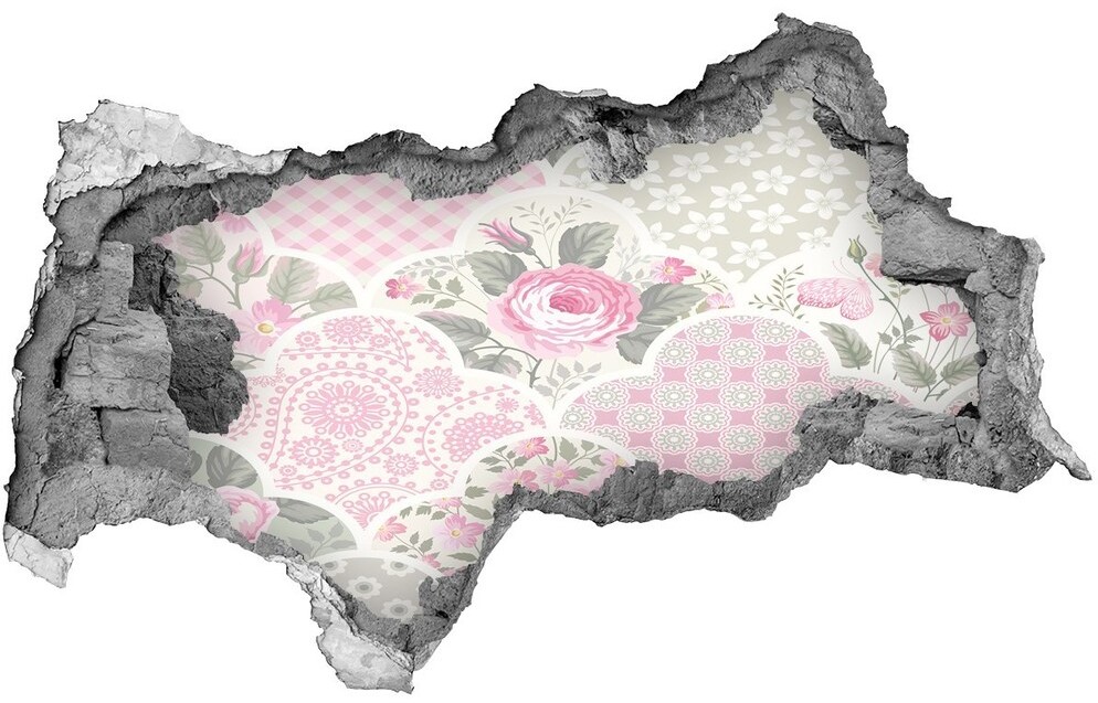 Wallmuralia.pl Naklejka 3D dziura samoprzylepna Róże i ornamenty