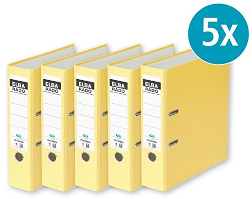 Elba ELBA segregator rado błyszczący DIN A4 5-pak wysokiej jakości segregator segregator aktówka Briefordner segregator biurowy papier porowaty segregator szczelinowy, szary szeroki 100023130