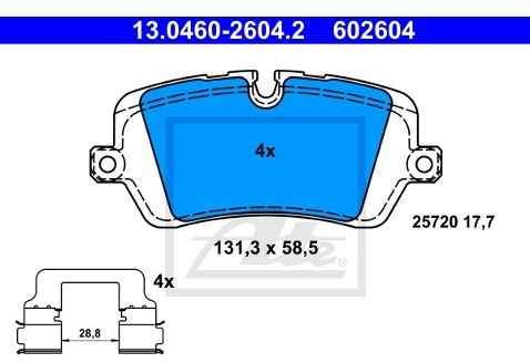 ATE Zestaw klocków hamulcowych, hamulce tarczowe 13.0460-2604.2
