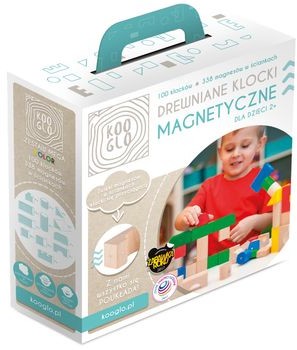 Kooglo Drewniane Klocki Magnetyczne Mega Color 100 szt 338 magnesów K30100C