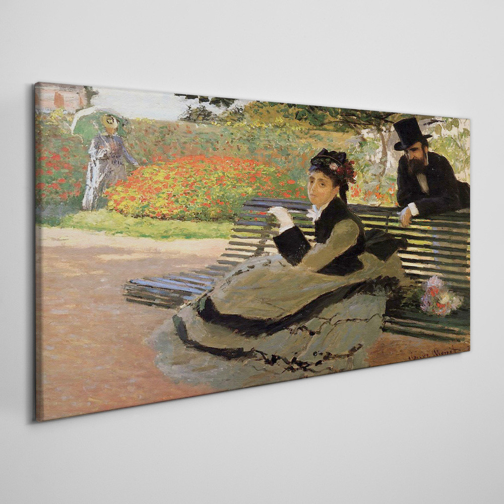 PL Coloray Obraz na Płótnie Kobieta Park Ławka Monet 140x70cm